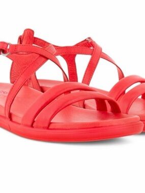 ECCO Soft Simpil Sandal Red Size 8-8.5 (39) Strappy Summer Beachy
